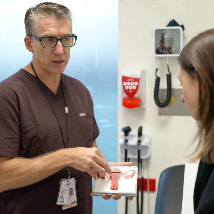 Dr Jason Abbott with patient Dr Jason Abbott with patient