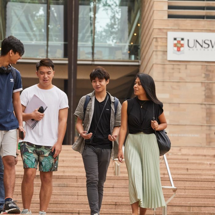 Students on walking near campus steps Photo of students walking down steps on campus at UNSW