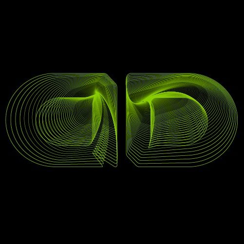 Graphic design: The letters AD in neon green on a black background. 