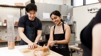 ADA students working with clay in the ceramics studio