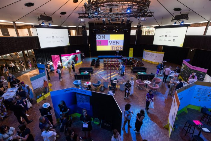 Overhead shot of the Massive Action Sydney Unconvention exhibit spaces in the Roundhouse March 2024