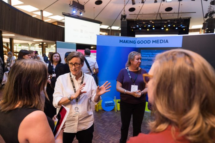 Dr Rebecca Green talking to guests at the Massive Action Sydney Unconvention about the Making Good Media project