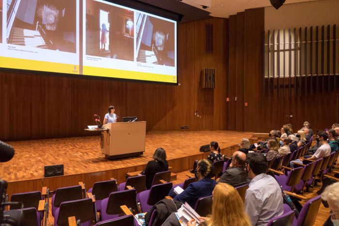 Niki Douglas, Director, Development - UNSW Estate Management on stage at the John Clancy Auditorium UNSW Sydney