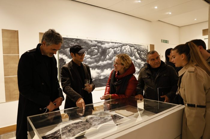 Prof. Chunchen Wang and audience at the exhibition 'Strange Wonders'