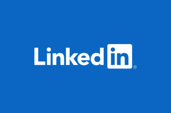 Linkedin logo with blue background for teaser size