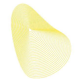 UNSW sculpture shape with concentric lines in yellow