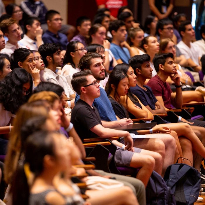 Photograph from the business school orientation week lunch