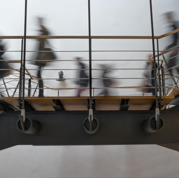 Time lapse photography of people on stairs