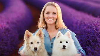 UNSW Canberra alum Kerry Martin with her canine companions.