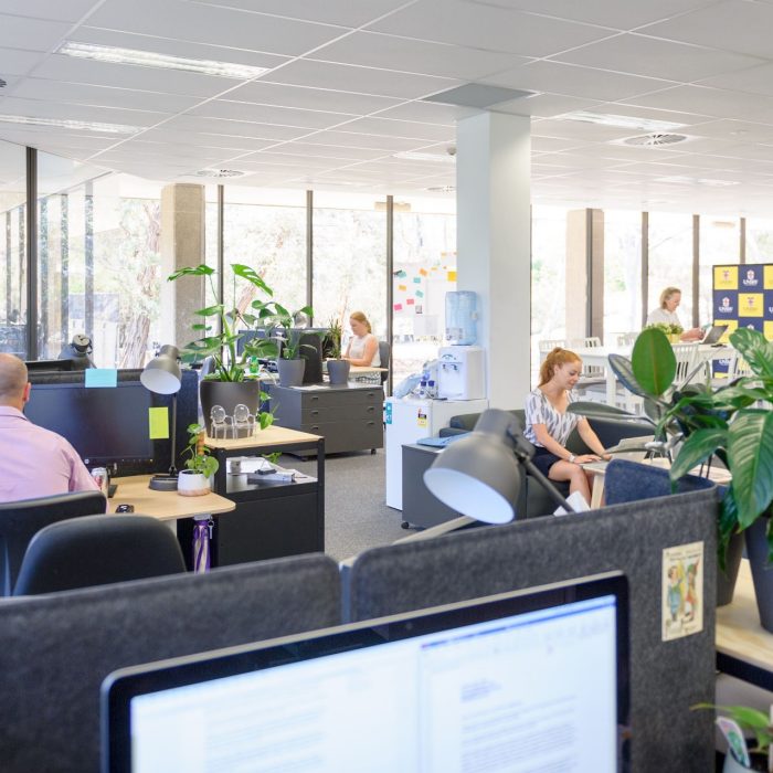 UNSW Canberra Launch stock imagery photos 216 Northbourne AvenueOpen plan shared office space Elly Mackay, Suzanna Holmes, Rose Mackay