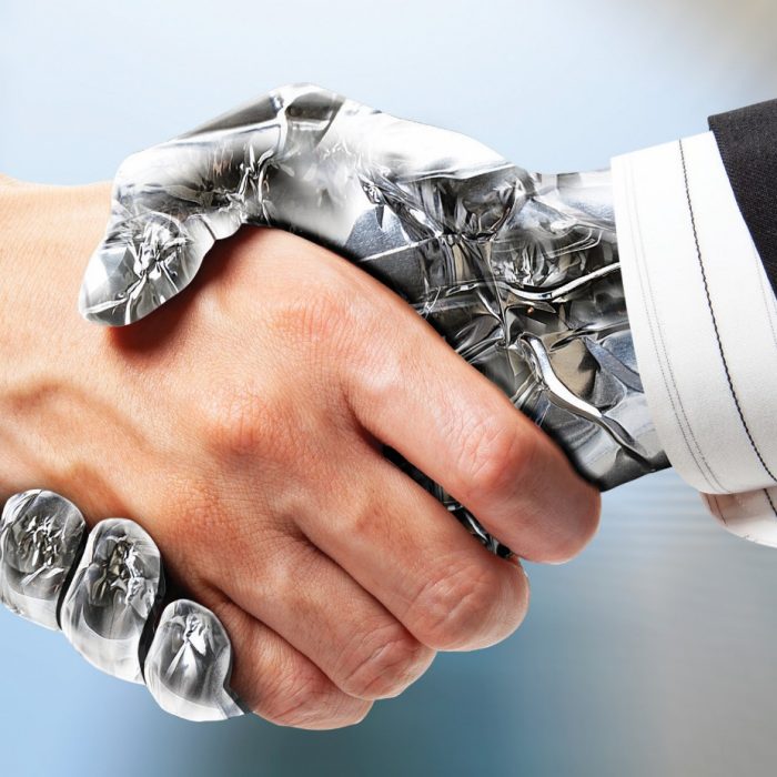 Robot and human handshake