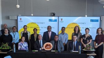 UNSW and CUP representatives celebrate the signing of a new MoU
