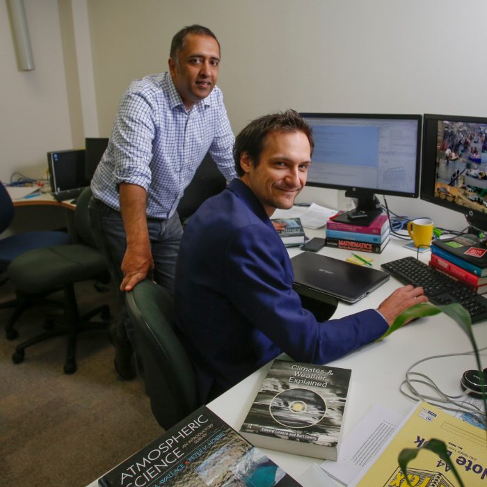 UNSW Rain Men. Prof Ashish Sharma and Dr Conrad Wasko, for UNSW Engineering. Photography by Quentin Jones. 11 Aug 2017.