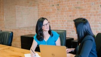 student and mentor talking