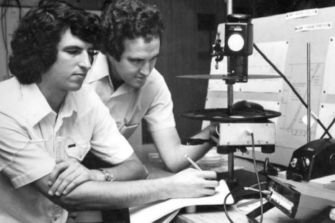 Martin Green and his first PhD student, Bruce Godfrey (1976). V2