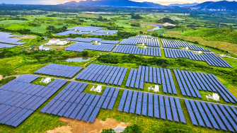 Solar panel farm in rural area