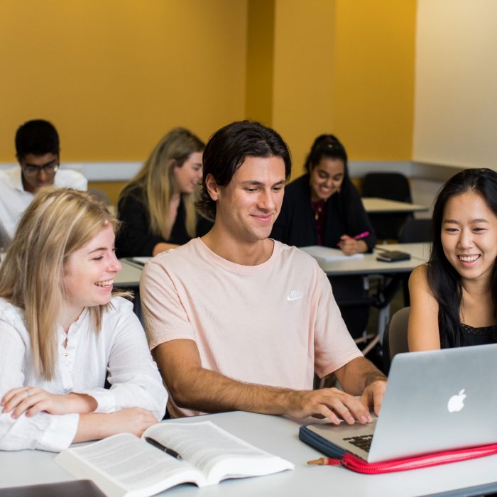 Students learning and participating in a class