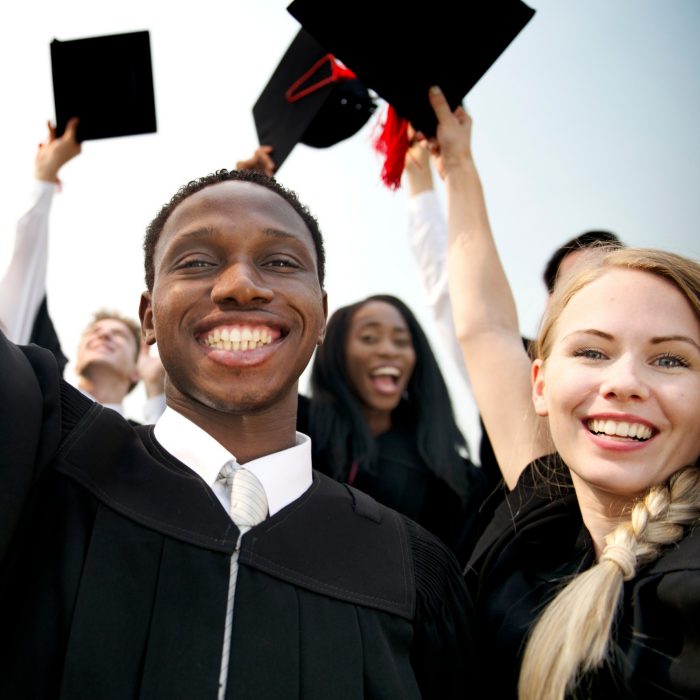 Group of diverse graduating students