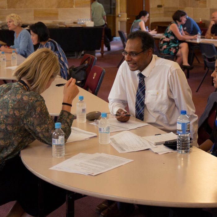 Photograph of medical students socialising at a networking event