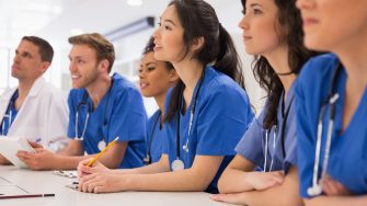 Medicine students wearing stethescopes