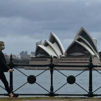 Opera house woman walking