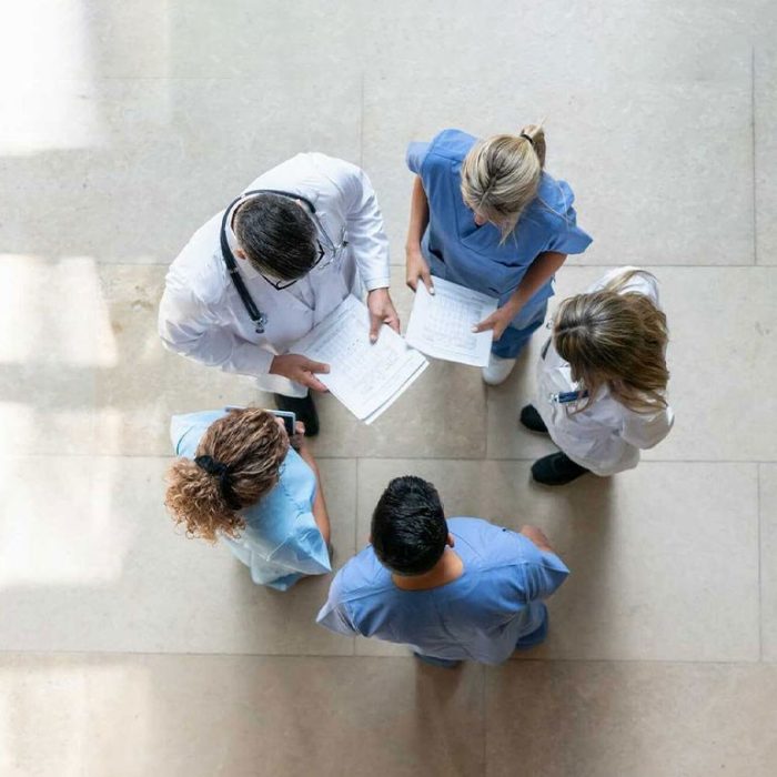 Researchers standing in a circle