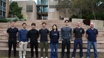 A group of students standing on the UNSW lawn