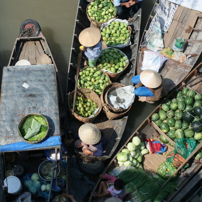 Vegetable merchants at Mekong floating market