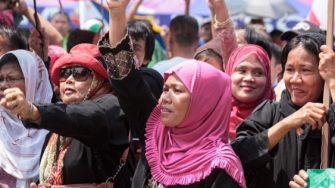 women at a rally