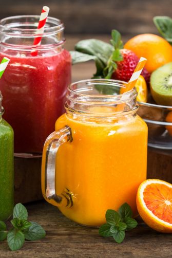 Healthy fruit and vegetable smoothies