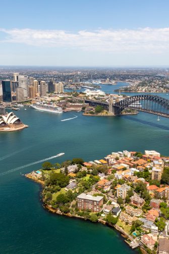 Sydney harbour and city aerial image