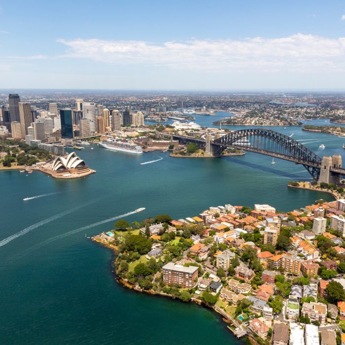 Sydney harbour and city aerial image