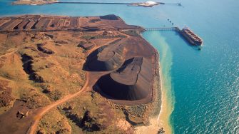 Loading iron Ore on a ship at Dampier ,Western Australia.