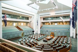 CANBERRA, AUSTRALIA - MAR 25, 2016: Interior view of the House of Representatives in Parliament House, Canberra, Australia