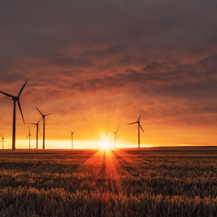 Windmill orange sky sun setting