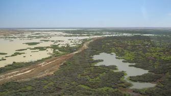 Outback landscape inundated floodplain