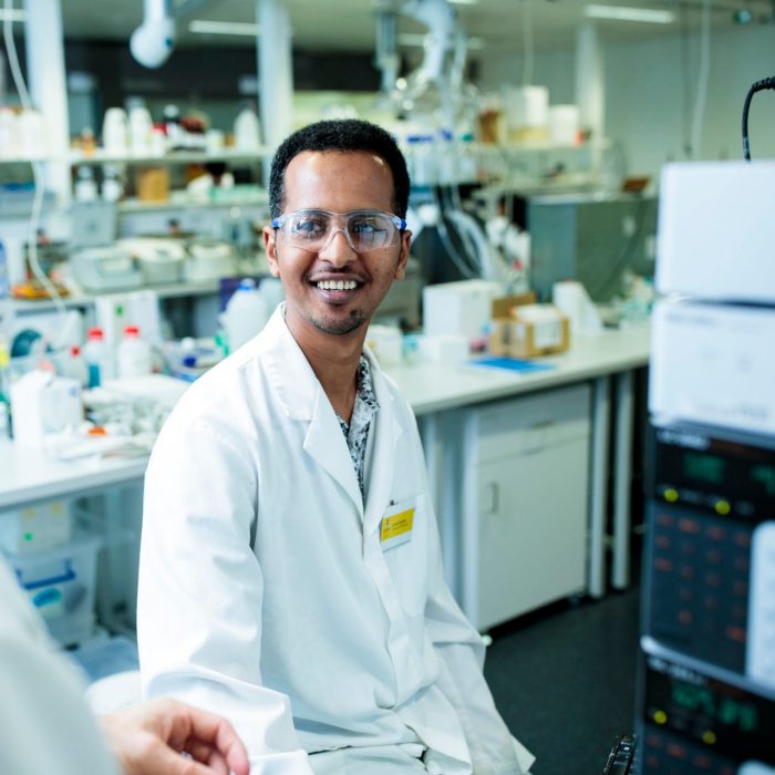 Student in science laboratory