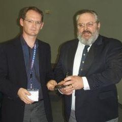 Justin receives the RACI Lloyd Smythe medal for contributions to Analytical Chemistry for 2007 from Prof Neil Barnett.