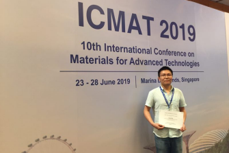 Wenhao won Best Presentation Award at ICMAT, Singapore, 2019