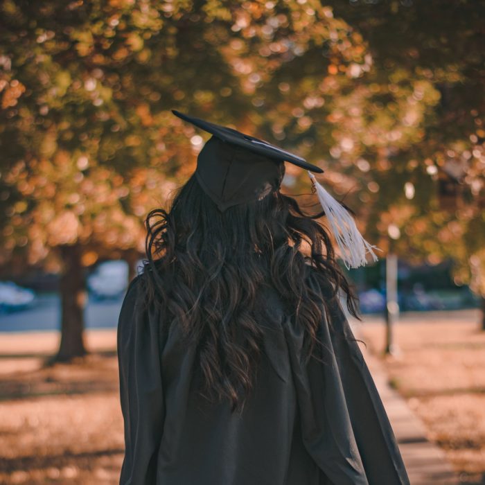 Woman wearing mortarboard