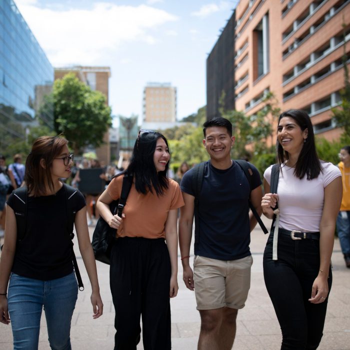 Group of students on campus grounds