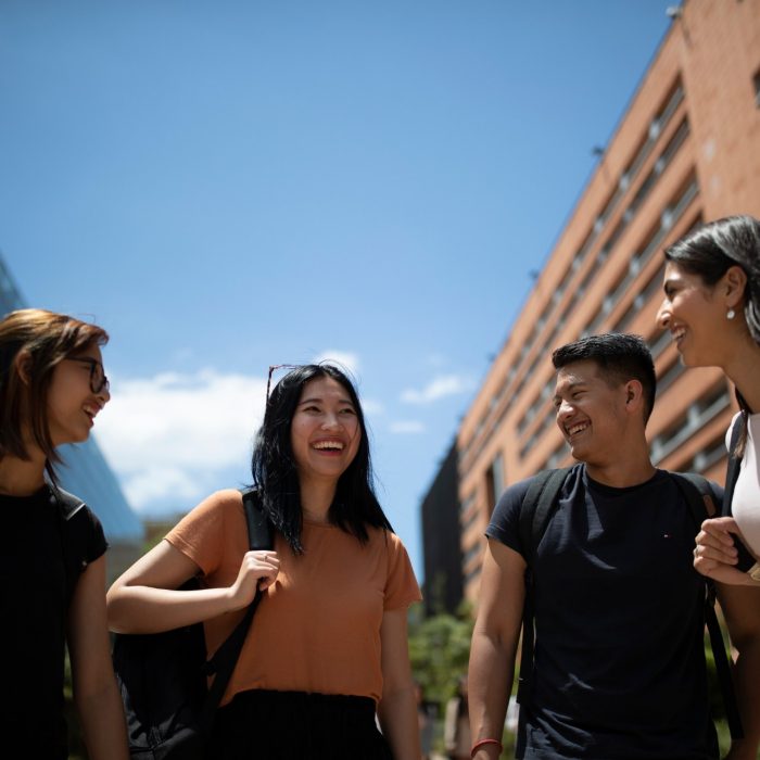 Group of students on campus grounds