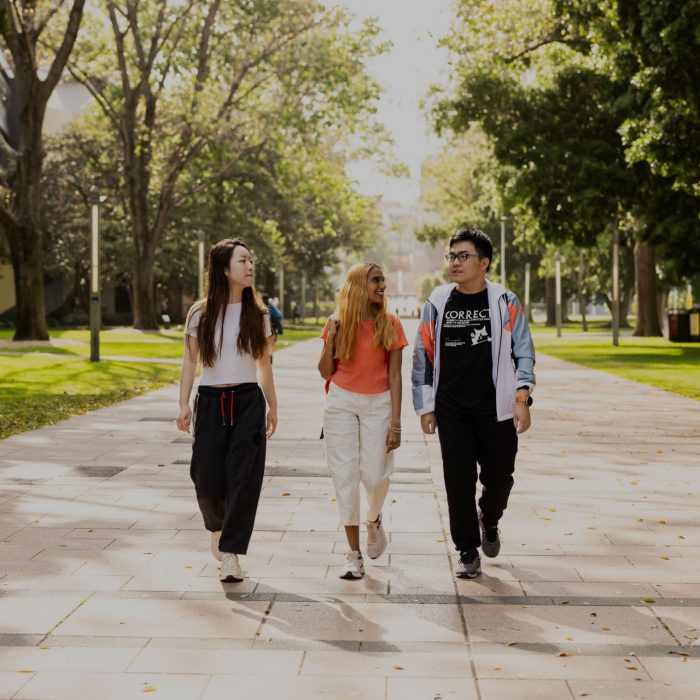 Student walking on campus at UNSW Sydney