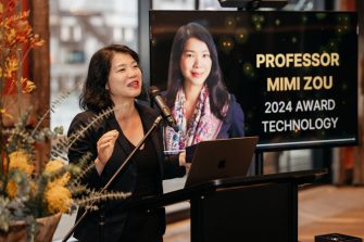 Photo of Professor Mimi Zou after winning the 2024 Award Technology