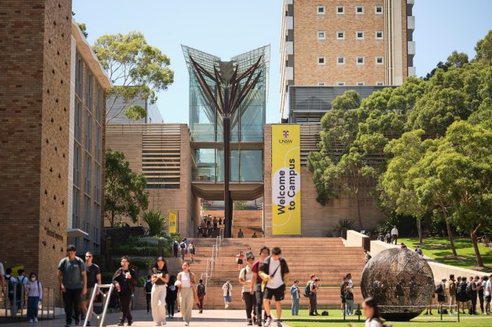 Students on the main walkway at UNSW Kensington.