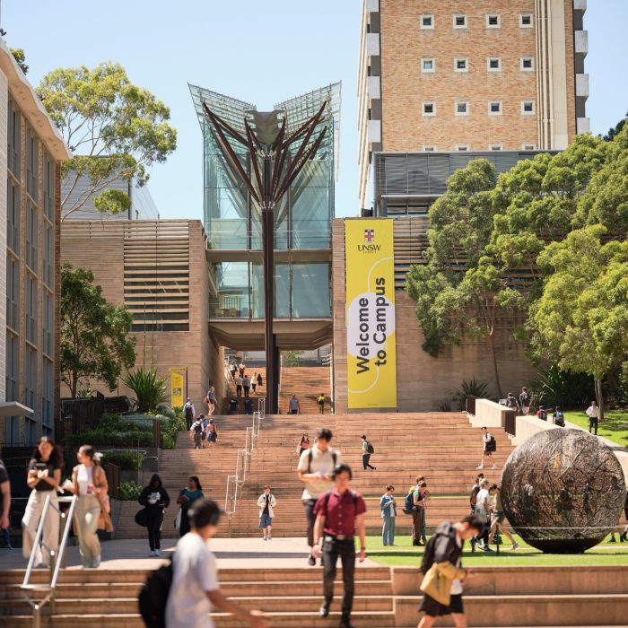 Students on the main walkway at UNSW Kensington.