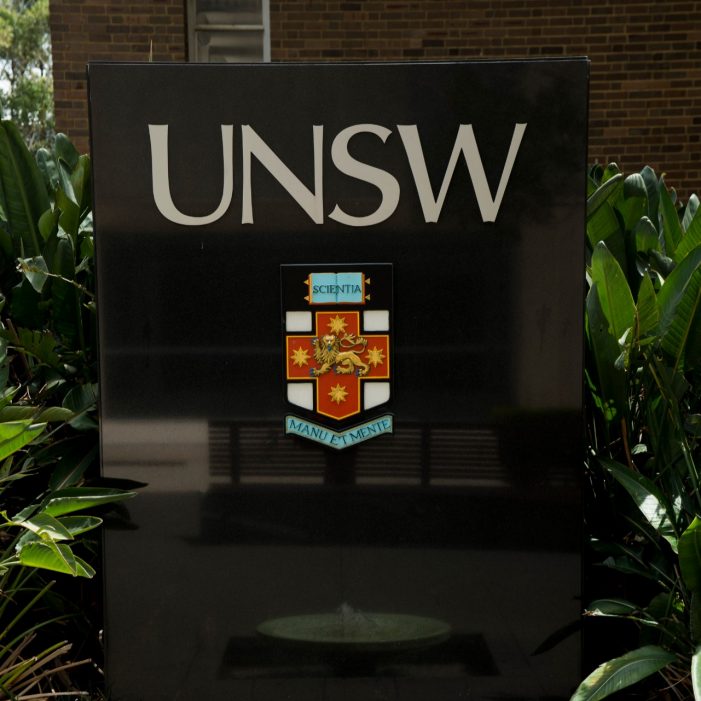 Photograph of the UNSW campus and the decorations and activities avaliable at orientation week