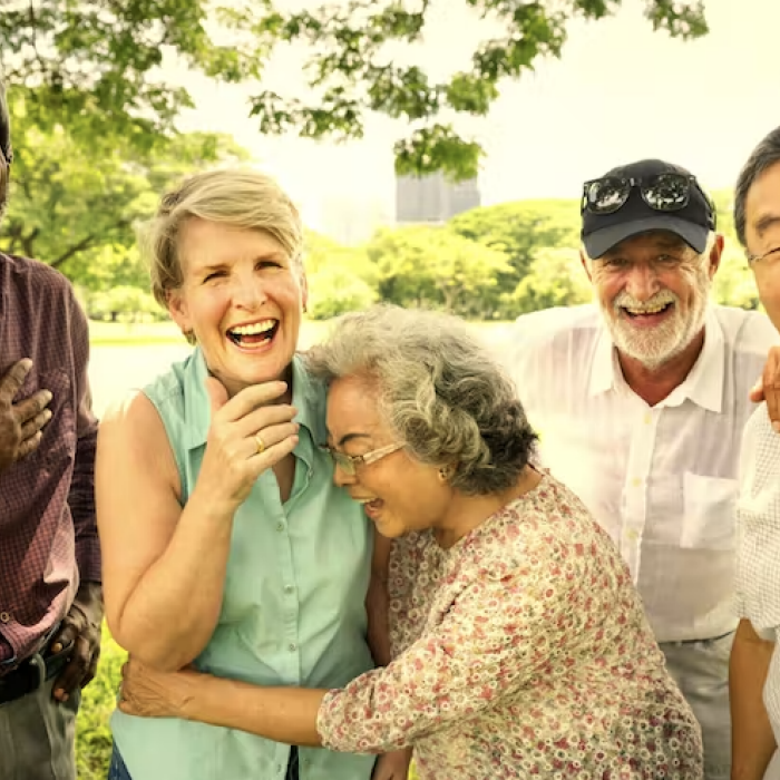 Senior friends having fun at the park