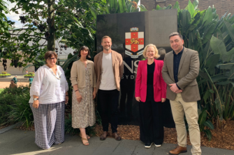  From left: Prof. Jan Breckenridge, Co-Convenor of UNSW Gendered Violence Research Network, Zoe Lambourne, Childlight Associate Director of Strategy, Prof. Michael  Salter, who will lead the partnership on behalf of UNSW, Verity Firth, Vice-President Societal Impact, Equity and Engagement UNSW, and Paul Stanfield, CEO Childlight .