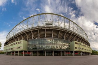 Wide angle view of Happel Stadium in Vienna